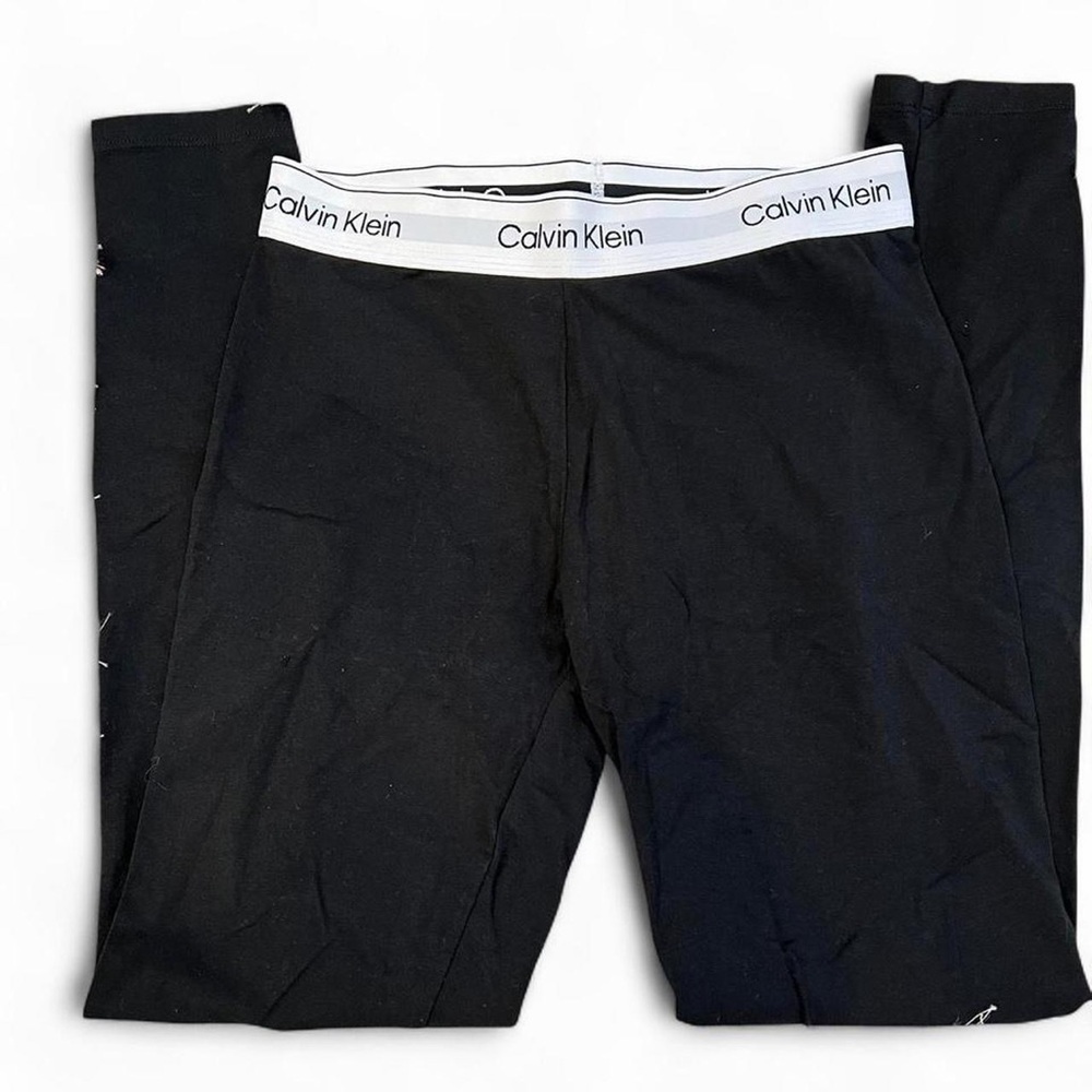 Calvin Klein Black Leggings with White Branded Waistband